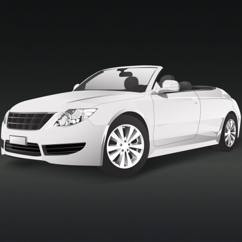 White convertible car in a black background vector